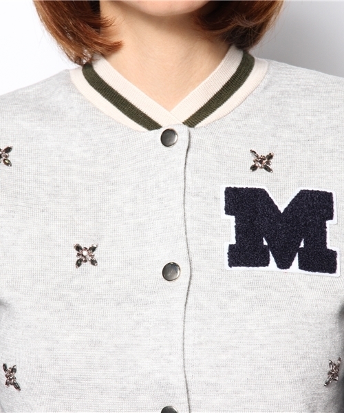 Khaju（カージュ）の「★★Khaju:ビジューニットブルゾン（ブルゾン・レディース・ライトグレー/グリーン・ONE SIZE）」の4枚目の写真