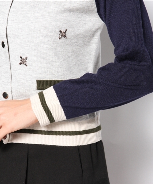 Khaju（カージュ）の「★★Khaju:ビジューニットブルゾン（ブルゾン・レディース・ライトグレー/グリーン・ONE SIZE）」の5枚目の写真