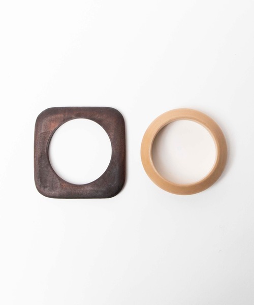 WEGO（ウィゴー）の「WEGO/【2点セット】ウッドバングル（バングル/リストバンド・レディース・ブラウン/キャメル・FREE）」の9枚目の写真