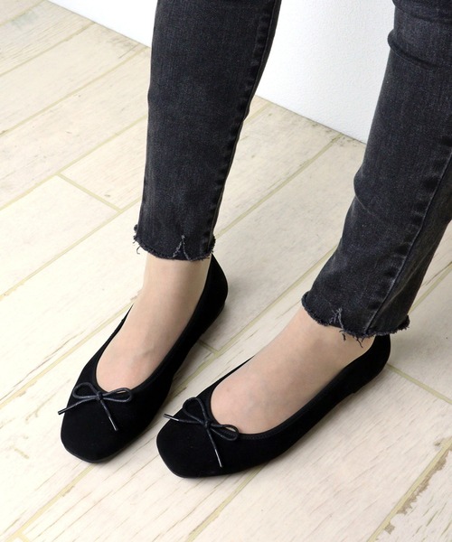 AAA+（サンエープラス）の「AAA / スクエアトゥフラットバレエパンプス(3542)（バレエシューズ・レディース・ブラック/ベージュ/ブラック系その他/ブラック系その他2・LL/3L/SS/S/M/L）」の2枚目の写真