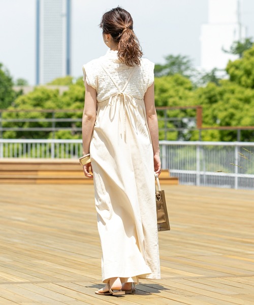 mystic（ミスティック）の「ラップロングジャンバースカート（ワンピース・レディース・ベージュ/アイボリー/ブラック・FREE）」の4枚目の写真