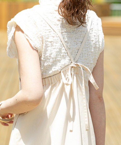 mystic（ミスティック）の「ラップロングジャンバースカート（ワンピース・レディース・ベージュ/アイボリー/ブラック・FREE）」の9枚目の写真