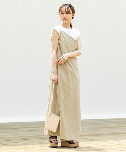 mystic（ミスティック）の「ラップロングジャンバースカート（ワンピース・レディース・ベージュ/アイボリー/ブラック・FREE）」の8枚目の写真