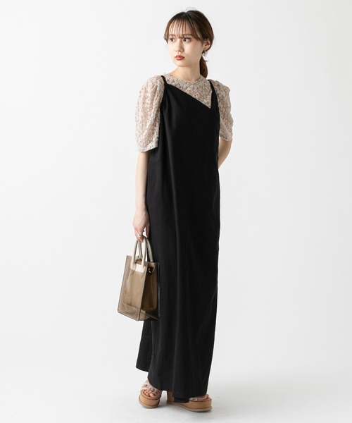 mystic（ミスティック）の「ラップロングジャンバースカート（ワンピース・レディース・ベージュ/アイボリー/ブラック・FREE）」の5枚目の写真