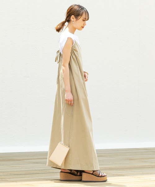 mystic（ミスティック）の「ラップロングジャンバースカート（ワンピース・レディース・ベージュ/アイボリー/ブラック・FREE）」の11枚目の写真