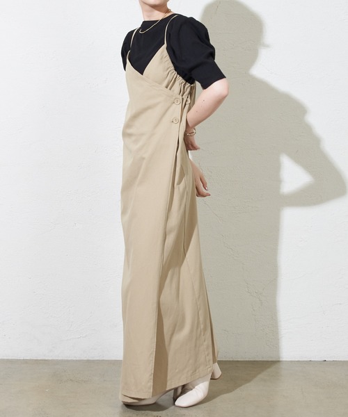 mystic（ミスティック）の「ラップロングジャンバースカート（ワンピース・レディース・ベージュ/アイボリー/ブラック・FREE）」の14枚目の写真