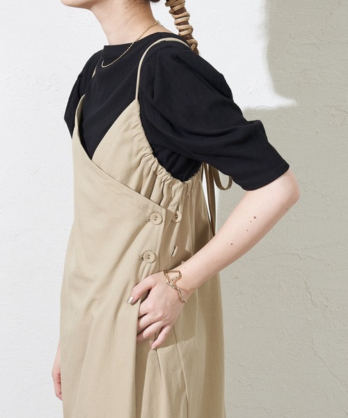 mystic（ミスティック）の「ラップロングジャンバースカート（ワンピース・レディース・ベージュ/アイボリー/ブラック・FREE）」の18枚目の写真