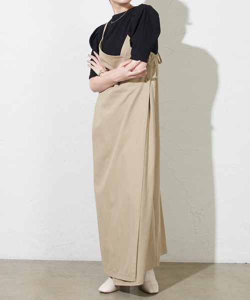 mystic（ミスティック）の「ラップロングジャンバースカート（ワンピース・レディース・ベージュ/アイボリー/ブラック・FREE）」の16枚目の写真