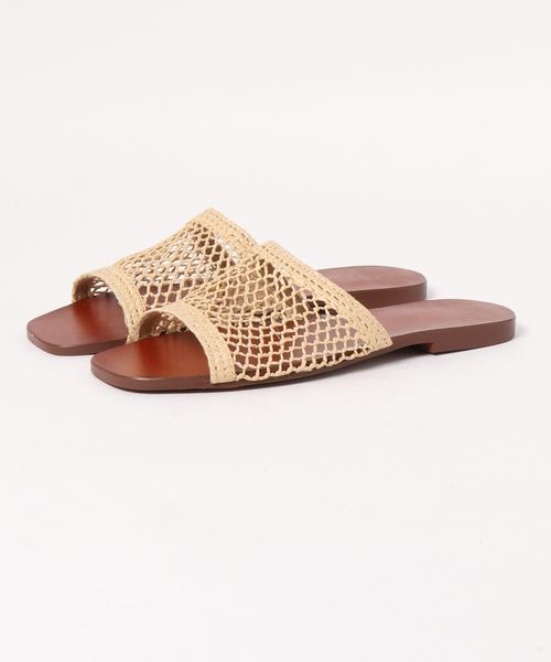 DouDou（ドゥドゥ）の「ペーパー編みフラットサンダル（サンダル・レディース・ベージュ・37/38）」の4枚目の写真