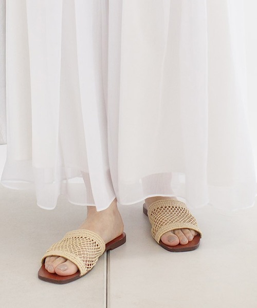 DouDou（ドゥドゥ）の「ペーパー編みフラットサンダル（サンダル・レディース・ベージュ・37/38）」の5枚目の写真