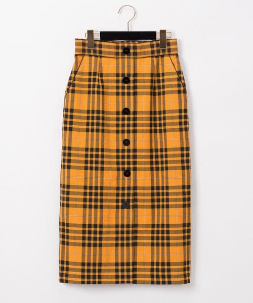 Diagram(ダイアグラム)の「チェックタイトミディスカート(スカート・レディース・グリーン/イエロー・36)」の1枚目の写真