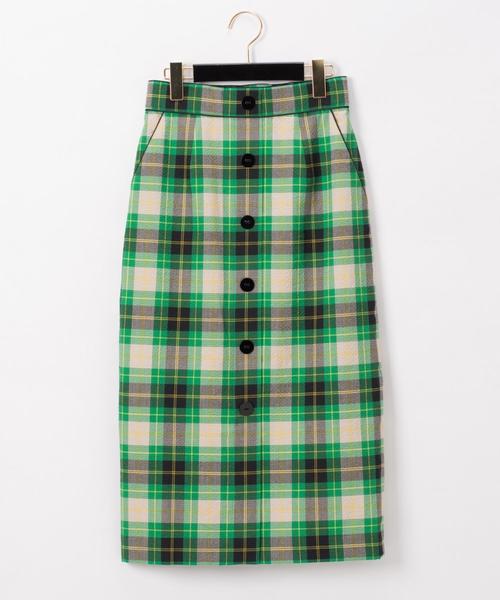 Diagram(ダイアグラム)の「チェックタイトミディスカート(スカート・レディース・グリーン/イエロー・36)」の2枚目の写真