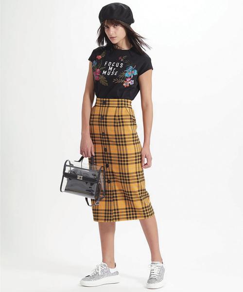 Diagram(ダイアグラム)の「チェックタイトミディスカート(スカート・レディース・グリーン/イエロー・36)」の3枚目の写真