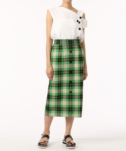 Diagram(ダイアグラム)の「チェックタイトミディスカート(スカート・レディース・グリーン/イエロー・36)」の18枚目の写真