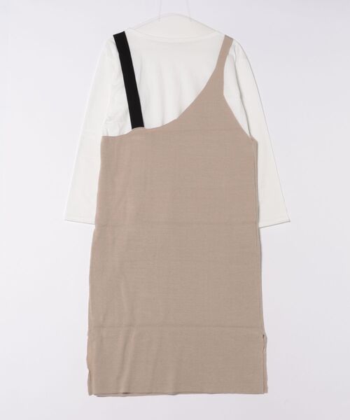 KOBE LETTUCE（コウベレタス）の「[ 2点セット ]ニットジャンスカワンピース+ロンTセット（ジャンパースカート・レディース・モカ/グレイッシュベージュ/ブラック・FREE）」の4枚目の写真