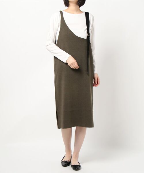 KOBE LETTUCE（コウベレタス）の「[ 2点セット ]ニットジャンスカワンピース+ロンTセット（ジャンパースカート・レディース・モカ/グレイッシュベージュ/ブラック・FREE）」の7枚目の写真