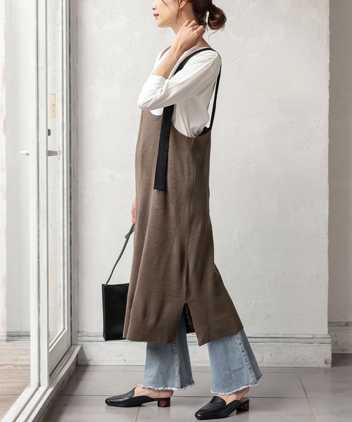 KOBE LETTUCE（コウベレタス）の「[ 2点セット ]ニットジャンスカワンピース+ロンTセット（ジャンパースカート・レディース・モカ/グレイッシュベージュ/ブラック・FREE）」の10枚目の写真