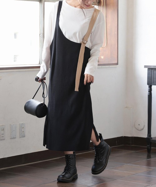 KOBE LETTUCE（コウベレタス）の「[ 2点セット ]ニットジャンスカワンピース+ロンTセット（ジャンパースカート・レディース・モカ/グレイッシュベージュ/ブラック・FREE）」の11枚目の写真