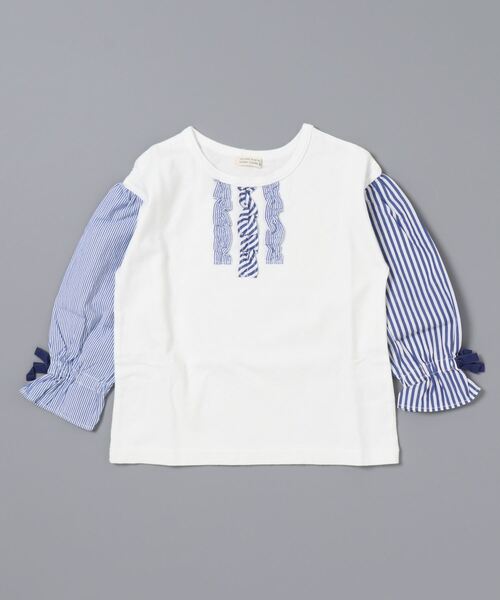 RAGMART(ラグマート)の「ストライプ切り替えロングスリーブTシャツ(Tシャツ/カットソー・キッズ・グレー/オフホワイト・120cm/130cm/110cm/100cm)」の10枚目の写真