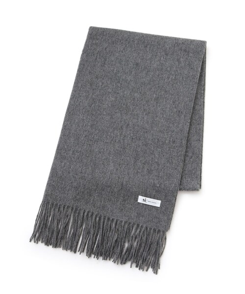 tk.TAKEO KIKUCHI（ティーケータケオキクチ）の「ウール無地大判マフラー（ストール/ショール・メンズ・チャコールグレー/オフホワイト・00）」の3枚目の写真