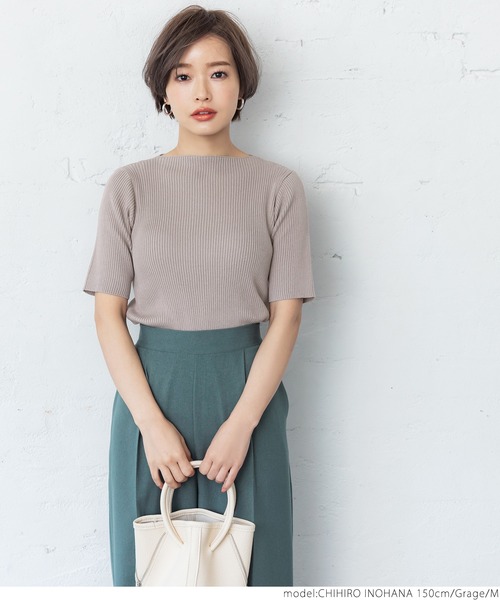 coca（coca）（コカ）の「シャリ感ボートネック5部袖リブニット（ニット/セーター・レディース・ホワイト/ブラック/イエロー/グレー系その他・MEDIUM/LARGE）」の22枚目の写真