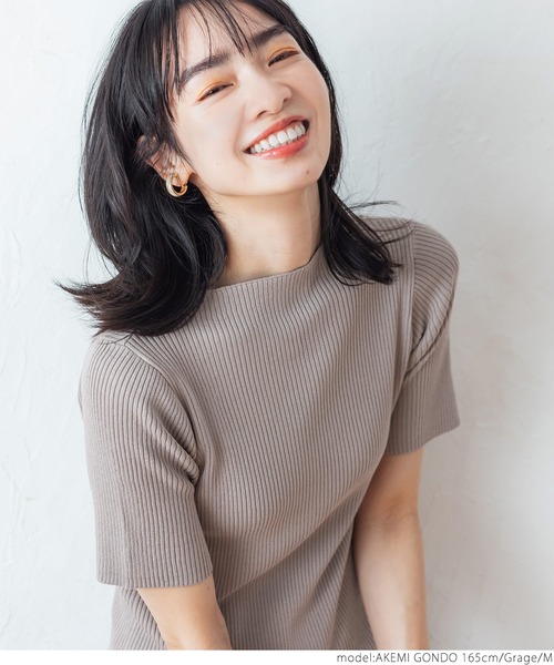 coca（coca）（コカ）の「シャリ感ボートネック5部袖リブニット（ニット/セーター・レディース・ホワイト/ブラック/イエロー/グレー系その他・MEDIUM/LARGE）」の19枚目の写真