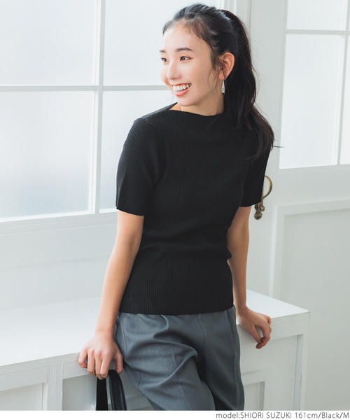 coca（coca）（コカ）の「シャリ感ボートネック5部袖リブニット（ニット/セーター・レディース・ホワイト/ブラック/イエロー/グレー系その他・MEDIUM/LARGE）」の18枚目の写真