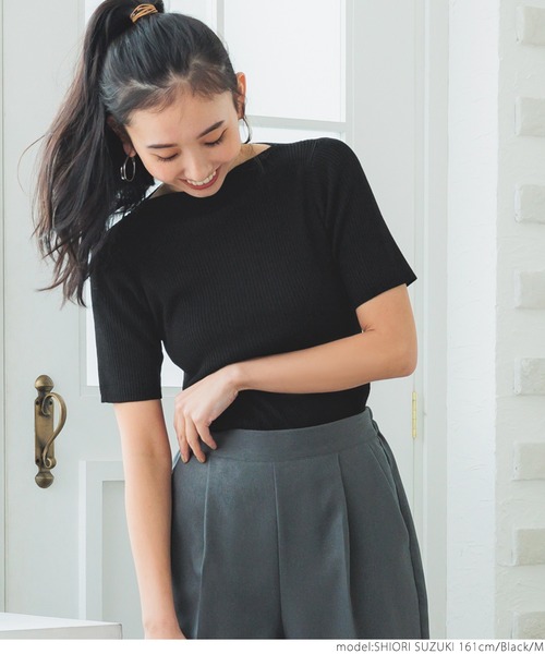 coca（coca）（コカ）の「シャリ感ボートネック5部袖リブニット（ニット/セーター・レディース・ホワイト/ブラック/イエロー/グレー系その他・MEDIUM/LARGE）」の16枚目の写真