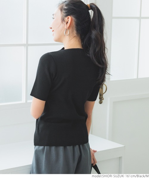 coca（coca）（コカ）の「シャリ感ボートネック5部袖リブニット（ニット/セーター・レディース・ホワイト/ブラック/イエロー/グレー系その他・MEDIUM/LARGE）」の15枚目の写真