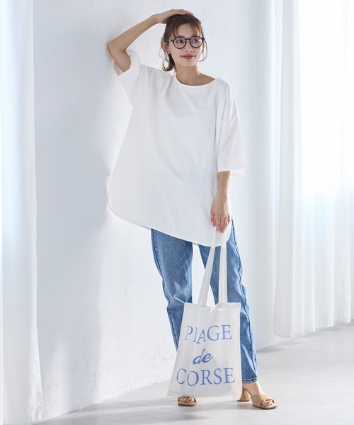 coca（coca）（コカ）の「サイドスリットビッグTシャツ COTTON from the US（Tシャツ/カットソー・レディース・チャコールグレー/ホワイト/その他/チャコール/ライトグレー・ONE SIZE/L/M）」の13枚目の写真