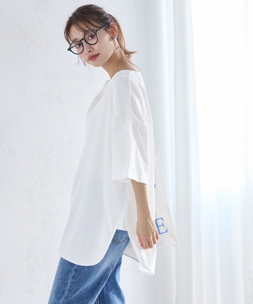 coca（coca）（コカ）の「サイドスリットビッグTシャツ COTTON from the US（Tシャツ/カットソー・レディース・チャコールグレー/ホワイト/その他/チャコール/ライトグレー・ONE SIZE/L/M）」の14枚目の写真