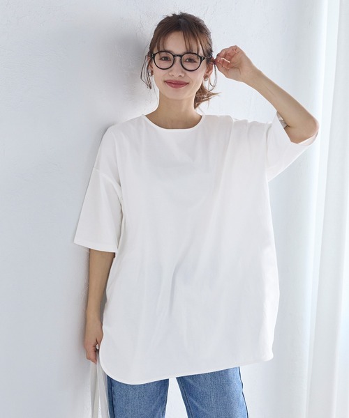 coca（coca）（コカ）の「サイドスリットビッグTシャツ COTTON from the US（Tシャツ/カットソー・レディース・チャコールグレー/ホワイト/その他/チャコール/ライトグレー・ONE SIZE/L/M）」の15枚目の写真
