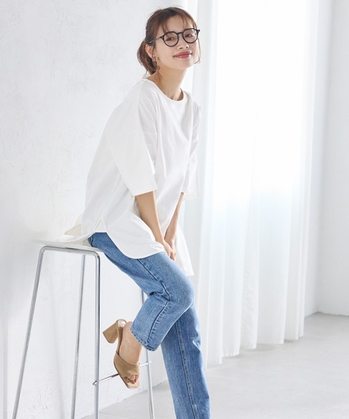 coca（coca）（コカ）の「サイドスリットビッグTシャツ COTTON from the US（Tシャツ/カットソー・レディース・チャコールグレー/ホワイト/その他/チャコール/ライトグレー・ONE SIZE/L/M）」の16枚目の写真