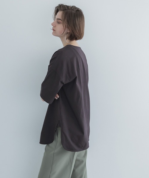 coca（coca）（コカ）の「サイドスリットビッグTシャツ COTTON from the US（Tシャツ/カットソー・レディース・チャコールグレー/ホワイト/その他/チャコール/ライトグレー・ONE SIZE/L/M）」の18枚目の写真