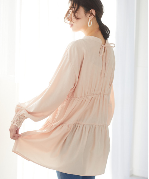 Green　Parks（グリーンパークス）の「<前後2way>ティアードチュニックブラウス＊（チュニック・レディース・ブラック/オフホワイト/ミント/ピンクベージュ・FREE）」の14枚目の写真