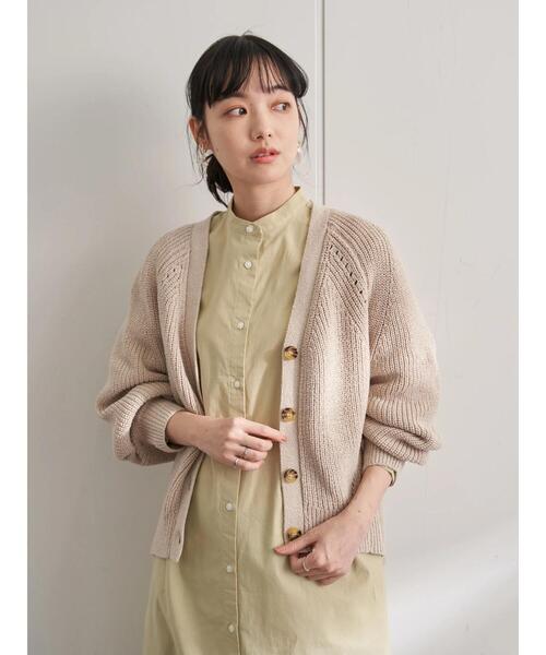 earth music&ecology（アースミュージックアンドエコロジー）の「BIGシルエットカーディガン ＊（カーディガン/ボレロ・レディース・ラベンダー/ベージュ/アイボリー/サックスブルー・FREE）」の7枚目の写真