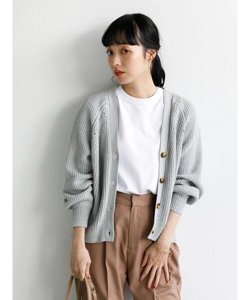 earth music&ecology（アースミュージックアンドエコロジー）の「BIGシルエットカーディガン ＊（カーディガン/ボレロ・レディース・ラベンダー/ベージュ/アイボリー/サックスブルー・FREE）」の8枚目の写真