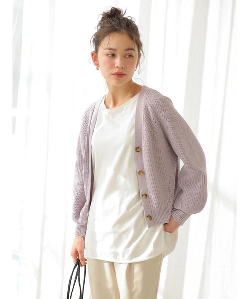 earth music&ecology（アースミュージックアンドエコロジー）の「BIGシルエットカーディガン ＊（カーディガン/ボレロ・レディース・ラベンダー/ベージュ/アイボリー/サックスブルー・FREE）」の9枚目の写真
