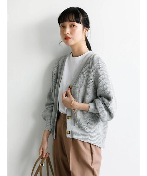 earth music&ecology（アースミュージックアンドエコロジー）の「BIGシルエットカーディガン ＊（カーディガン/ボレロ・レディース・ラベンダー/ベージュ/アイボリー/サックスブルー・FREE）」の10枚目の写真