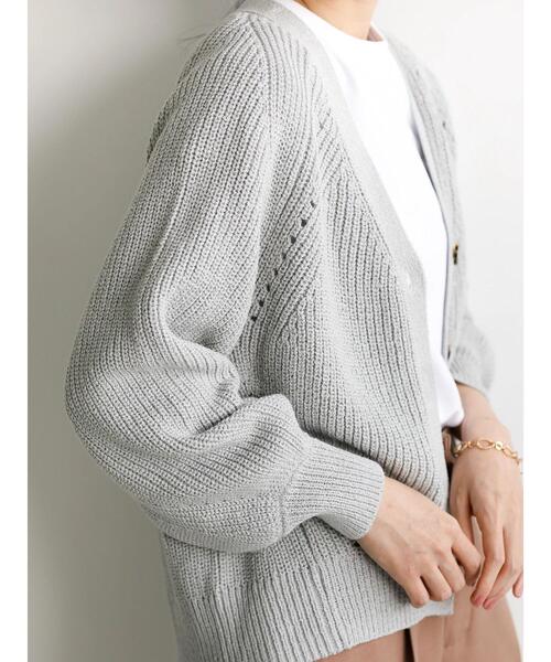 earth music&ecology（アースミュージックアンドエコロジー）の「BIGシルエットカーディガン ＊（カーディガン/ボレロ・レディース・ラベンダー/ベージュ/アイボリー/サックスブルー・FREE）」の14枚目の写真