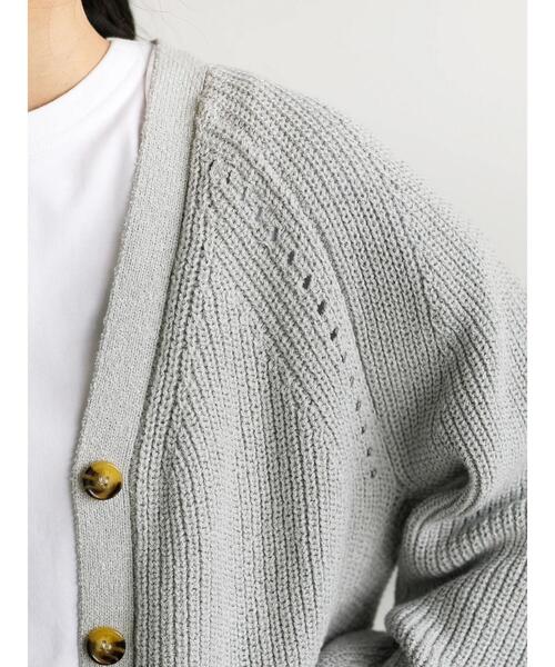 earth music&ecology（アースミュージックアンドエコロジー）の「BIGシルエットカーディガン ＊（カーディガン/ボレロ・レディース・ラベンダー/ベージュ/アイボリー/サックスブルー・FREE）」の15枚目の写真