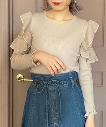 MAJESTIC LEGON | オープンショルダーフリルニット(ニット/セーター)