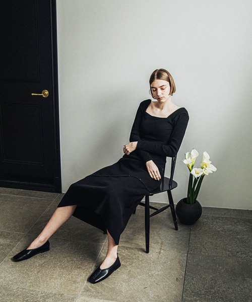 ACCL(エーシーシーエル)の「テレコアシメスカート(スカート・レディース・ベージュ/ピンクベージュ/ブラック・FREE)」の7枚目の写真