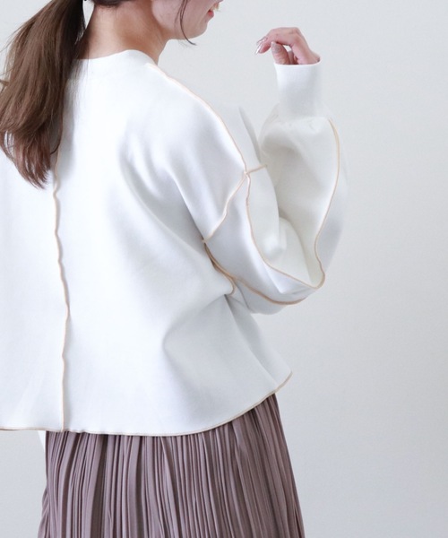 archives（アルシーヴ）の「ダンボールアウトメロープルオーバー（スウェット・レディース・オフホワイト/チャコールグレー/ベージュ/グリーン・MEDIUM）」の2枚目の写真