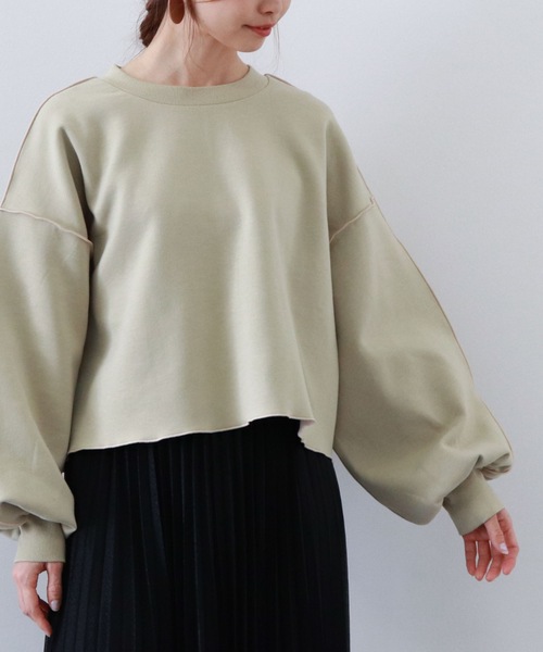 archives（アルシーヴ）の「ダンボールアウトメロープルオーバー（スウェット・レディース・オフホワイト/チャコールグレー/ベージュ/グリーン・MEDIUM）」の13枚目の写真