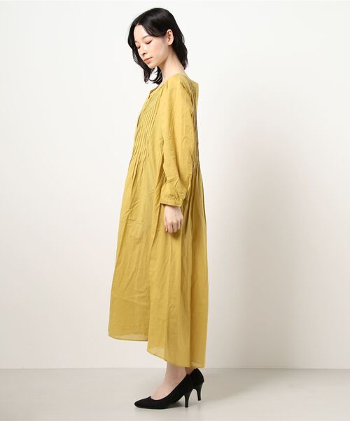 RADIATE ロングシャツワンピース　黄色　フリーサイズ　綿100% シャツワンピース(Freeサイズ イエロー系): レディース