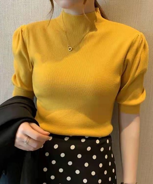 ABITOKYO（アビトーキョー）の「パワーショルダーハイネックプルオーバー（ニット/セーター・レディース・ホワイト/ブラック/ベージュ/グレー/イエロー/グリーン/カーキブラウン・FREE）」の7枚目の写真
