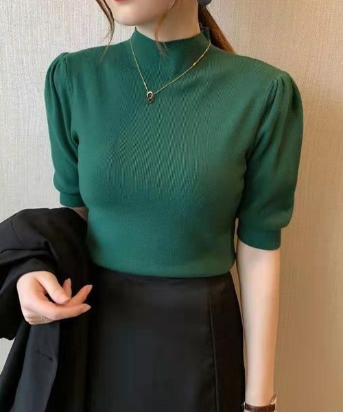 ABITOKYO（アビトーキョー）の「パワーショルダーハイネックプルオーバー（ニット/セーター・レディース・ホワイト/ブラック/ベージュ/グレー/イエロー/グリーン/カーキブラウン・FREE）」の14枚目の写真