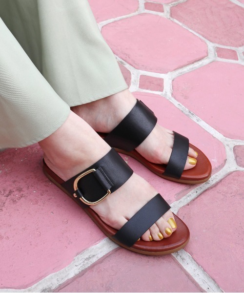 MODE KAORI(モードカオリ)の「バックル付き レザーフラットサンダル/55067(サンダル・レディース・ブラック/カーキ/ブラウン系その他・M/L/S)」の6枚目の写真