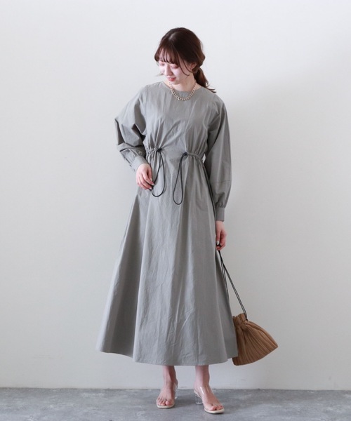 archives(アルシーヴ)の「【限定item】ウエストドロストワンピース(ワンピース・レディース・ベージュ/アイボリー/ミント・MEDIUM)」の3枚目の写真